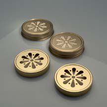 1 Dozen Gold Vented Daisy Lids 63 mm/Smelly Jelly Jar Lids